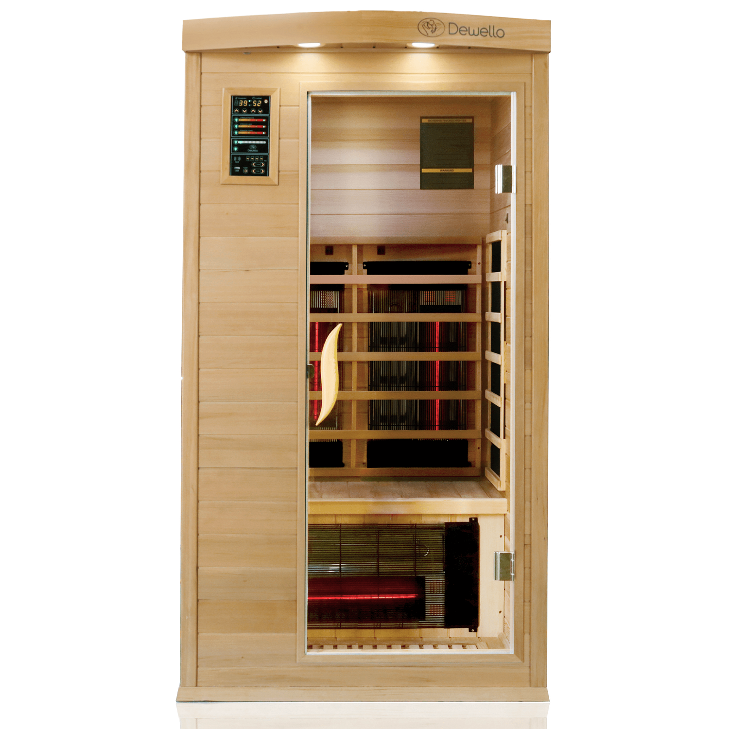 Dewello Infrarotkabine Infrarotsauna PIERSON PRO 100cm x 100cm Hemlock Zeder inkl. DUO Strahler, Vollspektrumstrahler, Bodenstrahler