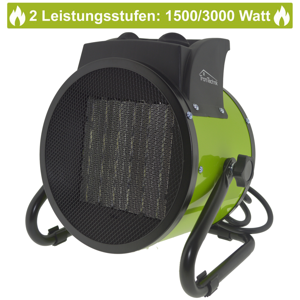 Tronitechnik KH-503 Keramikheizer Heizlüfter Heizung 3.000 Watt, mit Tragegriff, PTC Keramik, stufenlose Thermosteuerung