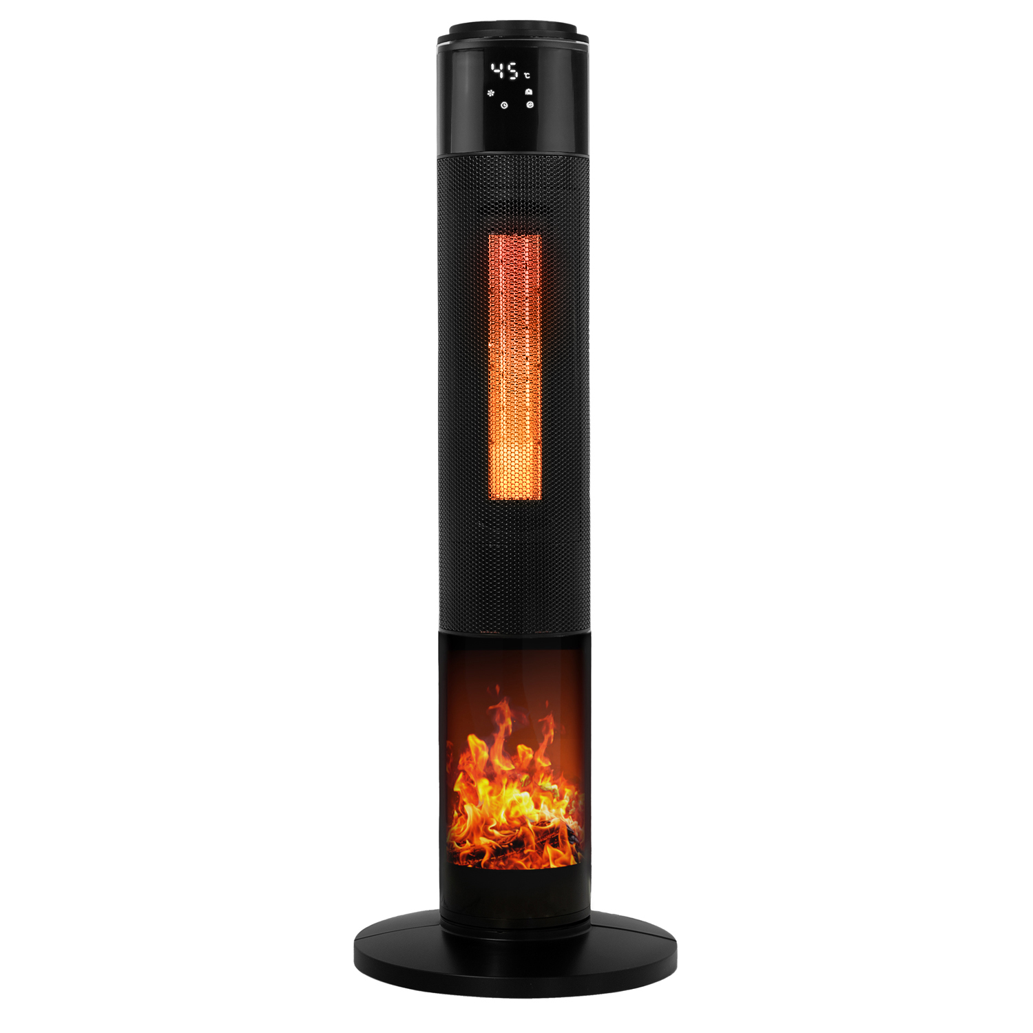 Tronitechnik PTC Turmheizer Keramikheizer Elektrokamin mit Heizung und Kaminfeuer 2000 Watt Heizlüfter