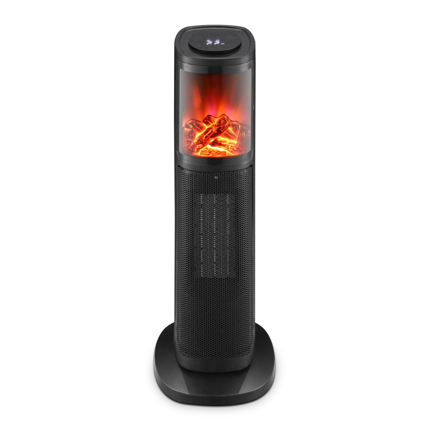 Turmheizer mit Keramikelement, Heizgerät mit simulierten Flammeneffekt, 2000 W, TT-KH 063 schwarz