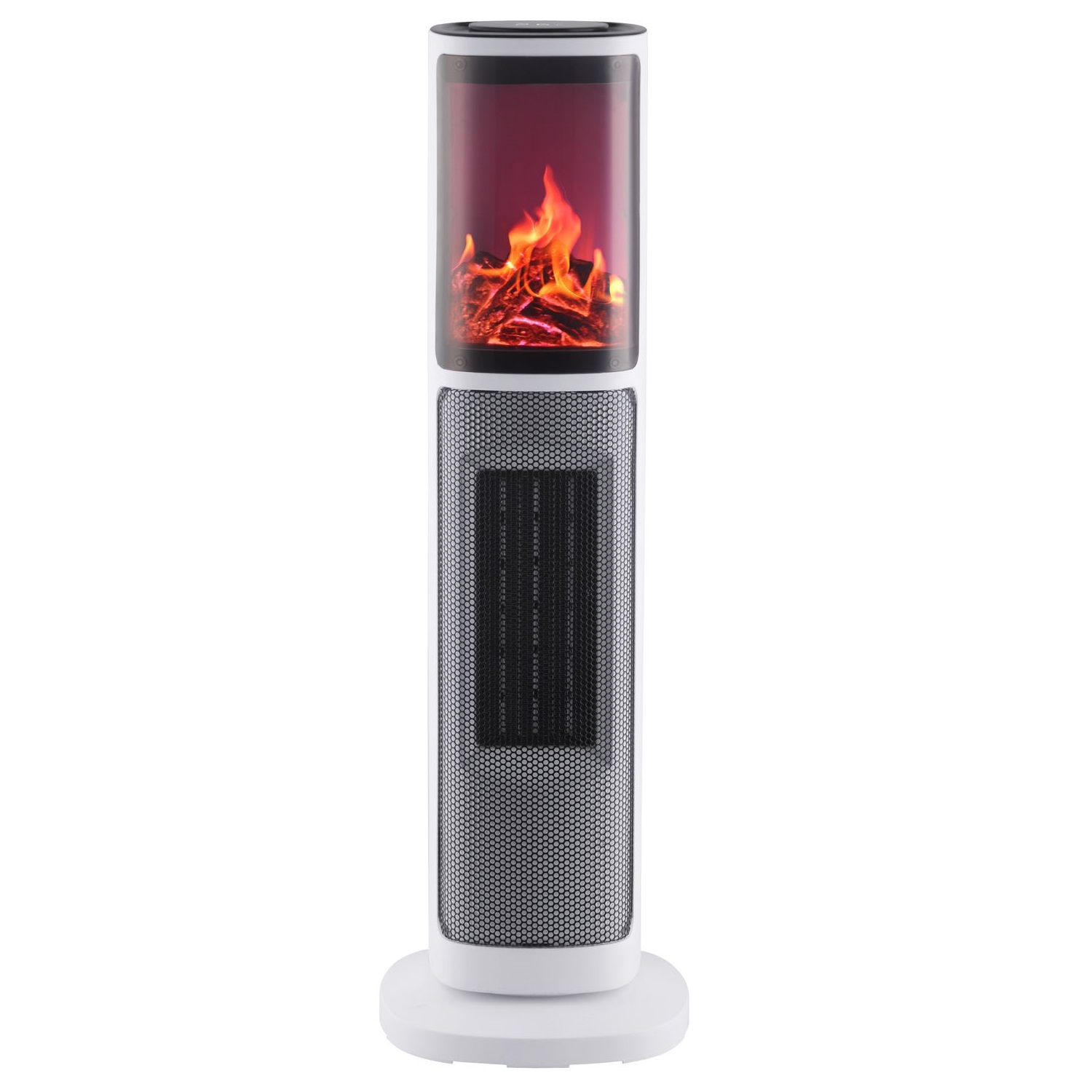 Turmheizer mit Keramikelement, Heizgerät mit simulierten Flammeneffekt, 2000 W, TT-KH 064 weiß