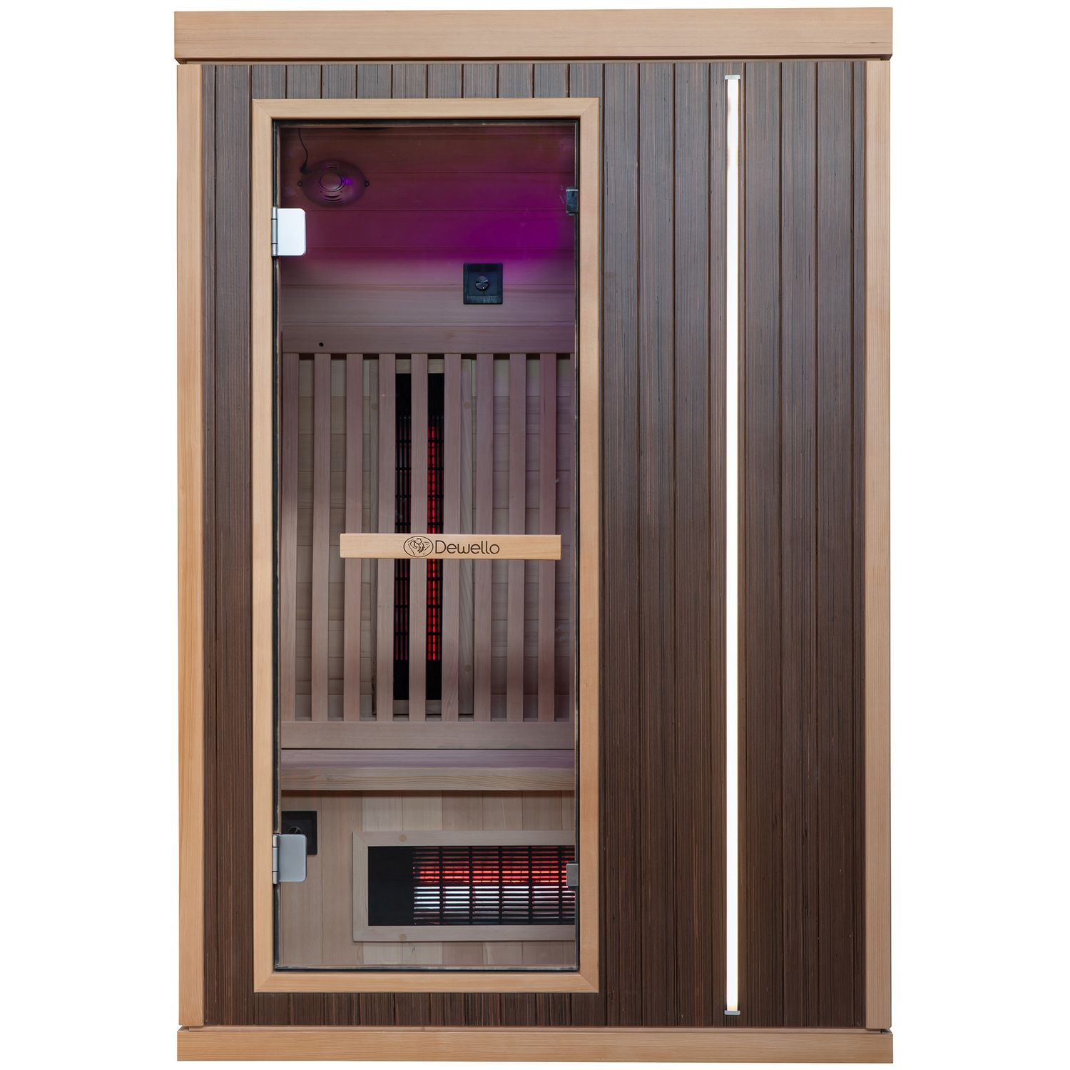 Dewello Infrarotkabine Infrarotsauna MELVILLE 130cm x 105cm inkl. Vollspektrumstrahler, Bodenstrahler