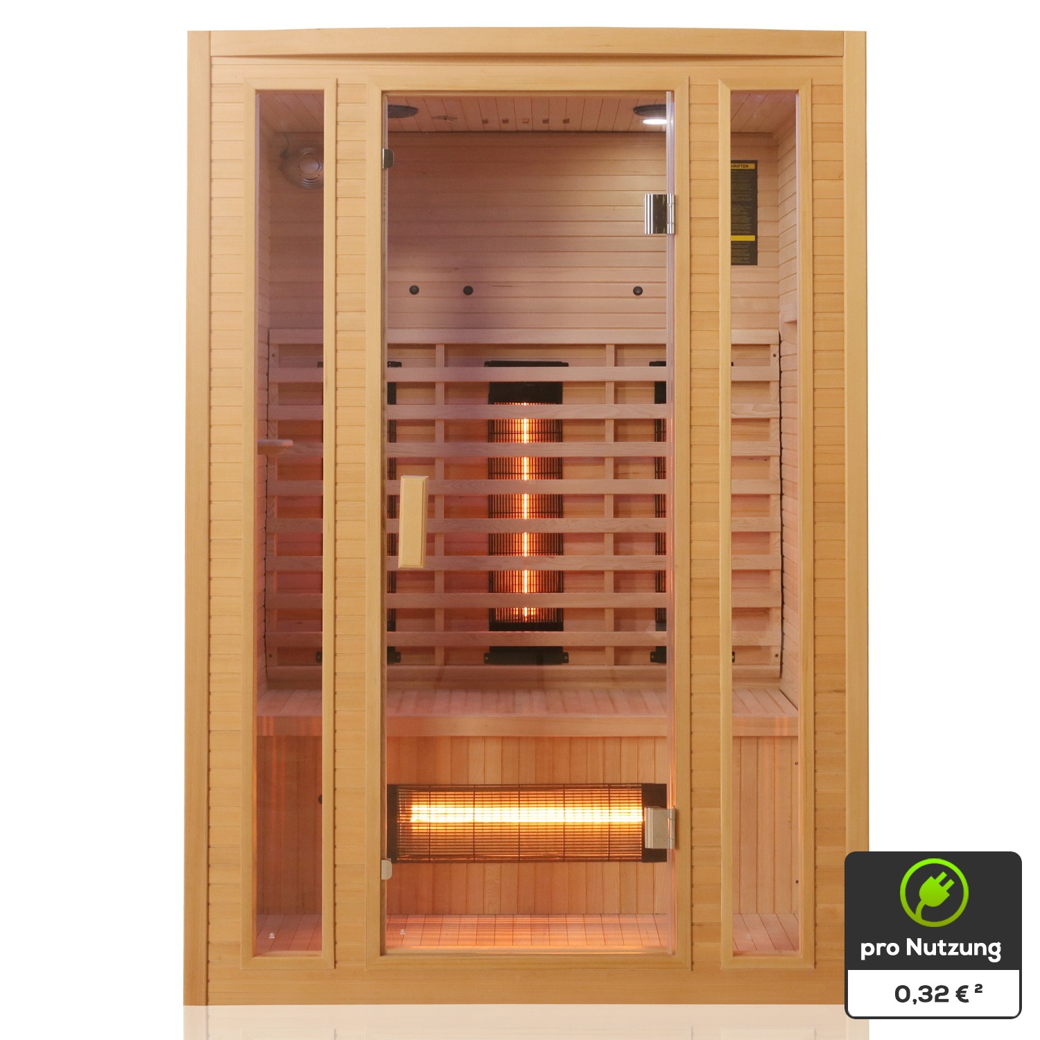 TroniTechnik Infrarotkabine Infrarotsauna MANILA 130cm x 100cm inkl. Vollspektrumstrahler, Bodenstrahler