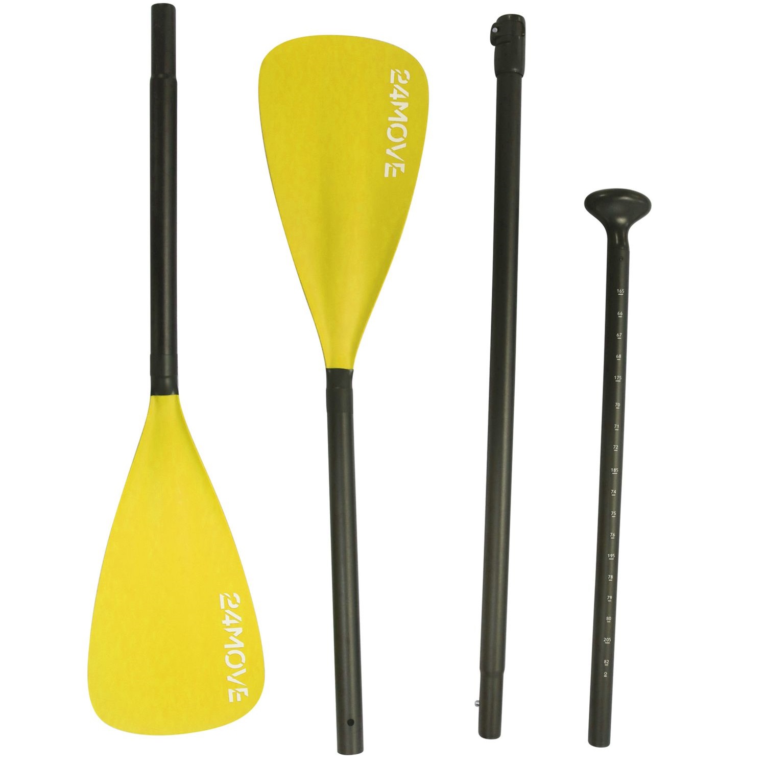 24MOVE® Paddel Doppelpaddel 2in1 Stechpaddel für SUP Stand Up Board, Kajak, leicht aus Aluminium 230cm, verstellbar orange