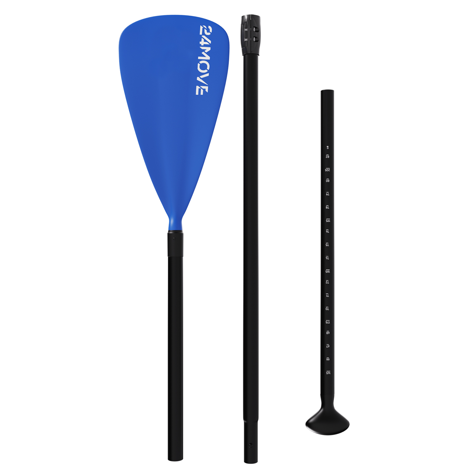 24MOVE® SUP Paddel Einzelpaddel ONDA Stechpaddel für SUP Stand Up Board, Kajak, leicht aus Aluminium, verstellbar blau