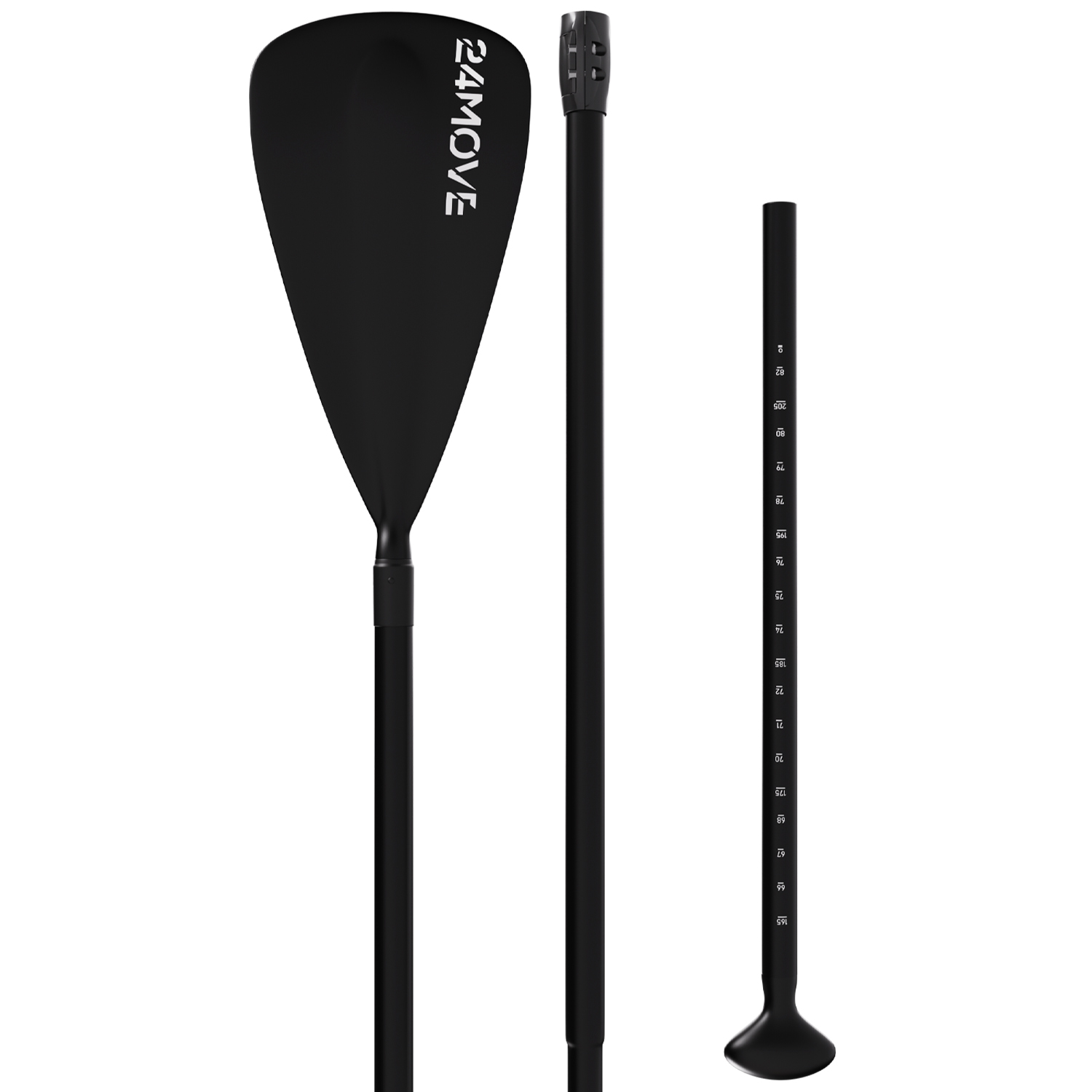 24MOVE® SUP Paddel Einzelpaddel ONDA Stechpaddel für SUP Stand Up Board, Kajak, leicht aus Aluminium, verstellbar schwarz