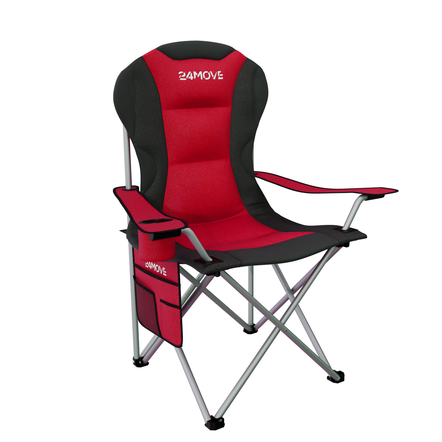 24MOVE® Campingstuhl Klappstuhl Outdoor Angelstuhl Camping faltbar SALVADOR rot