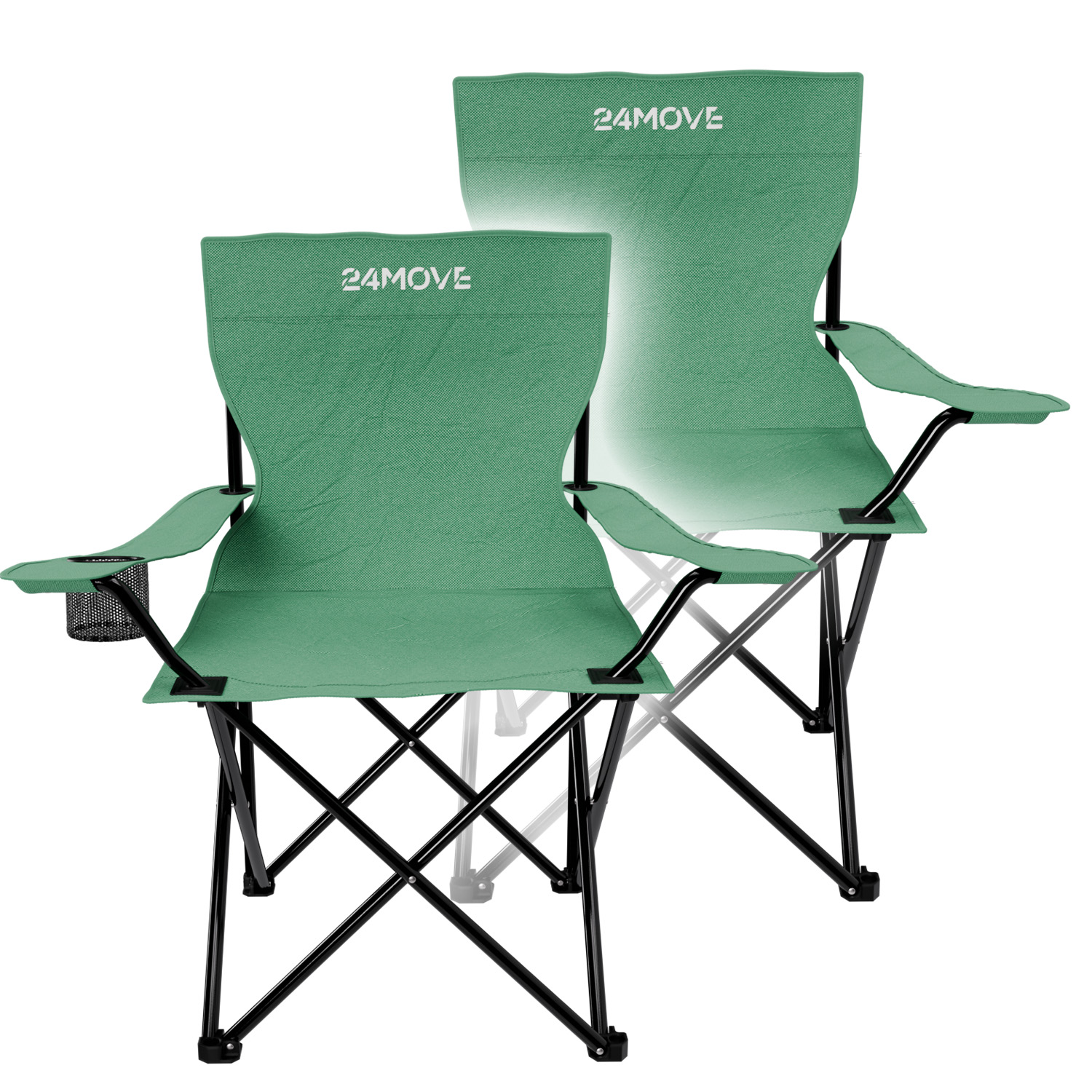 24MOVE® Campingstuhl Klappstuhl Outdoor Angelstuhl Camping faltbar grün 2er Set