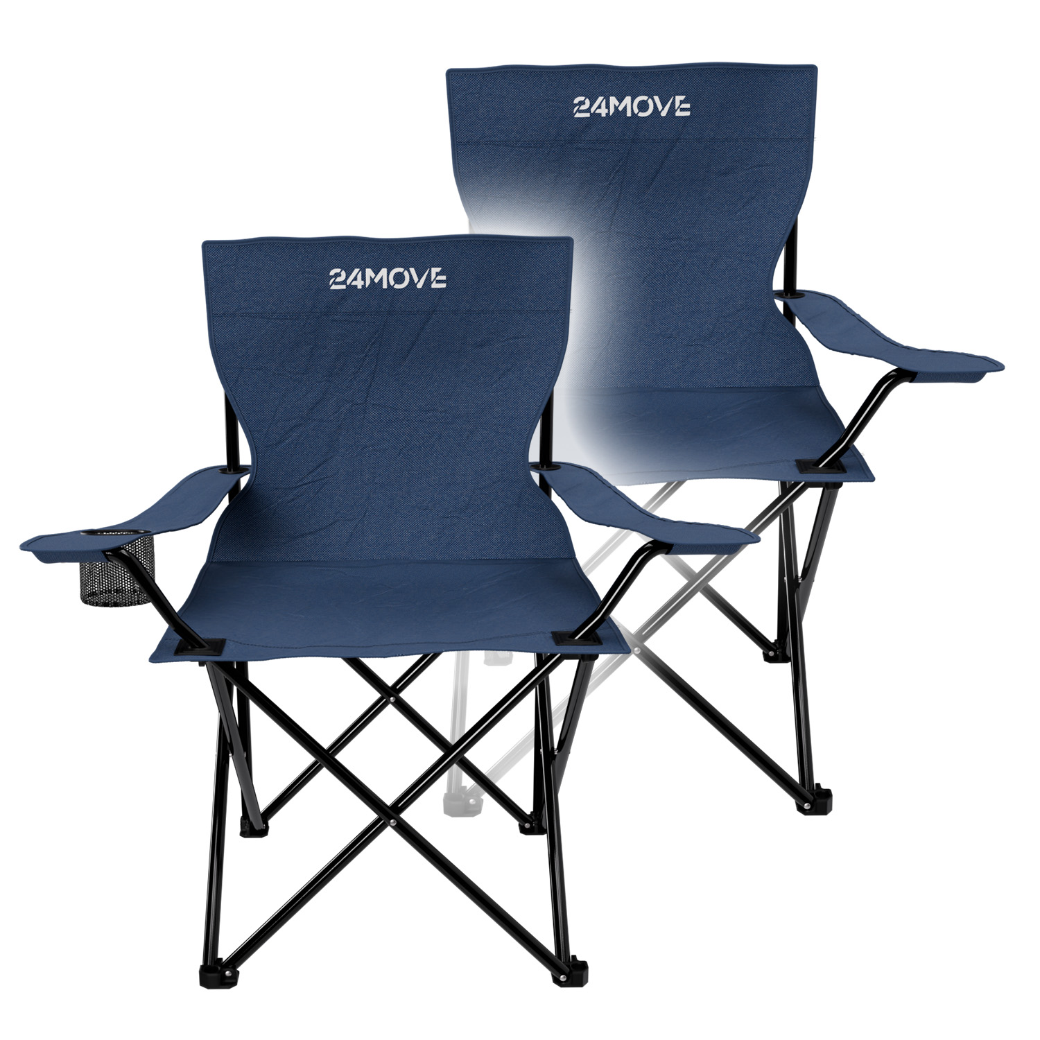 24MOVE® Campingstuhl Klappstuhl Outdoor Angelstuhl Camping faltbar blau 2er Set