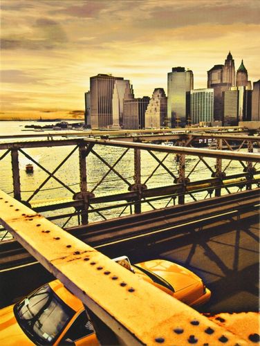 Canvas print Picture Taxi Brooklyn Bridge 46x61