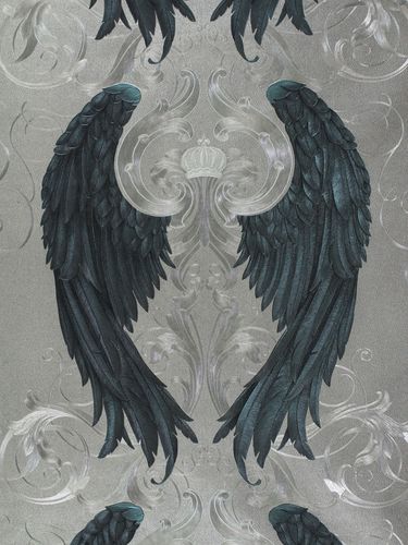Wallpaper Harald Glööckler angel wings silver Metallic 52579