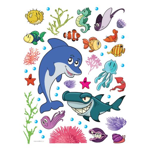 Kids wall tattoo sticker decoration dolphin ocean fish