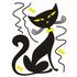 Flock wall tattoo sticker decoration black cat gold 1