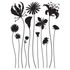 Flock wall tattoo sticker decoration flowers XXL black 1