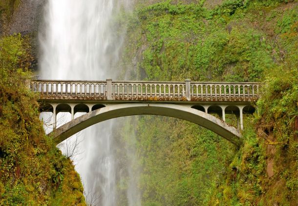 Wall mural wallpaper nature bridge waterfall 360cm x 270cm