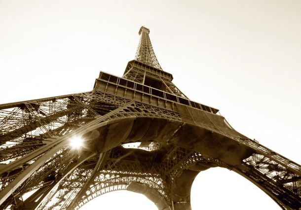 Mural wallpaper Eiffel tower sepia photo 360 cm x 254 cm