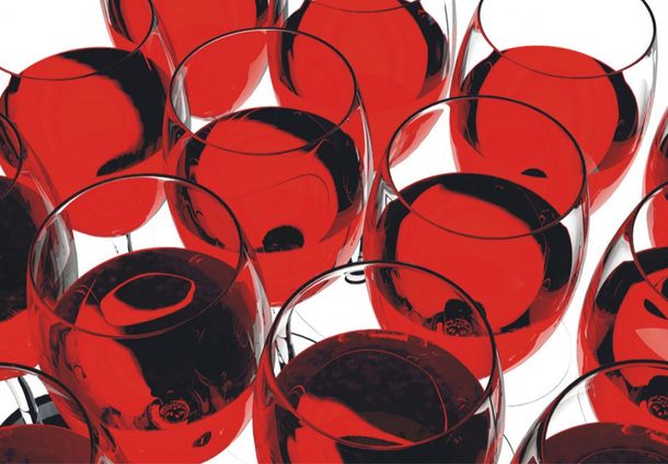 Photo Wallpaper Mural red wine glasses 360 x 270 cm
