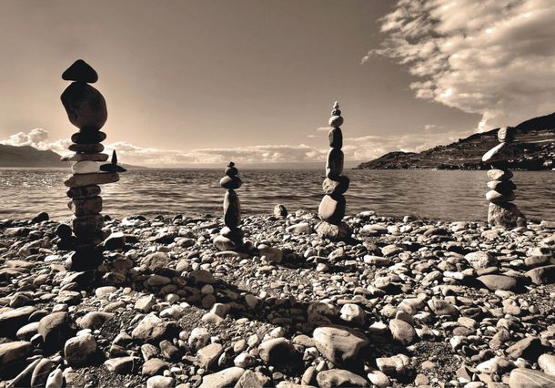 XXL Poster Wall mural nature stones sea sepia 1.6m x 1.15m