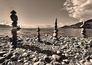 XXL Poster Wall mural nature stones sea sepia 1.6m x 1.15m 1
