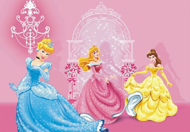 XXL Wall mural wallpaper Disney Princess pink 160 x 115 cm