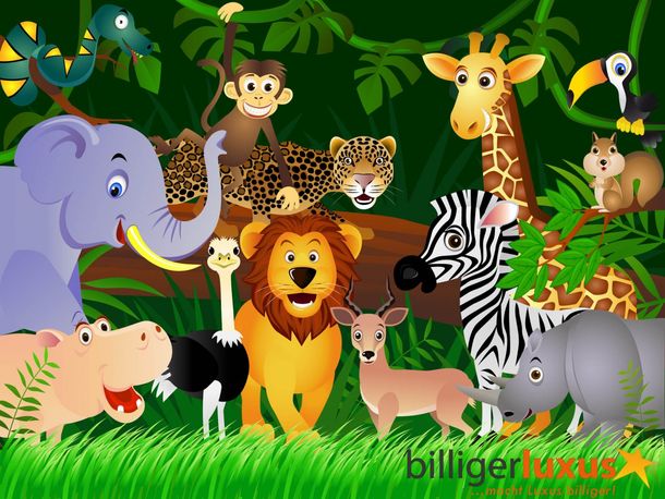 Mural wallpaper kids jungle animals 360 cm x 254 cm