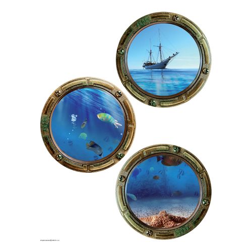 Wall sticker wall tattoo porthole ship fish 65 x 85 cm
