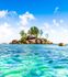 Wall mural island sea paradies stones trees 180 x 202 cm 1