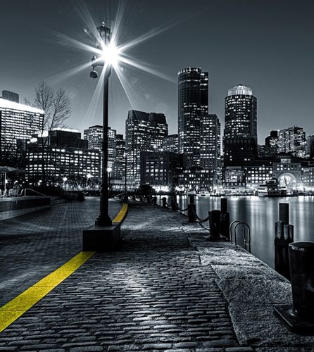 Wall mural city pier jetty black white 180 x 202 cm