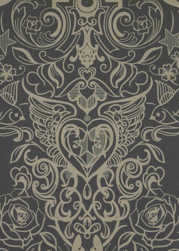 Non-woven Wallpaper Graham & Brown baroque black beige
