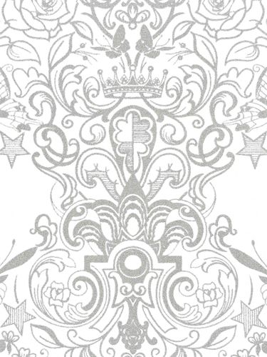 Non-Woven Wallpaper Graham & Brown baroque white silver