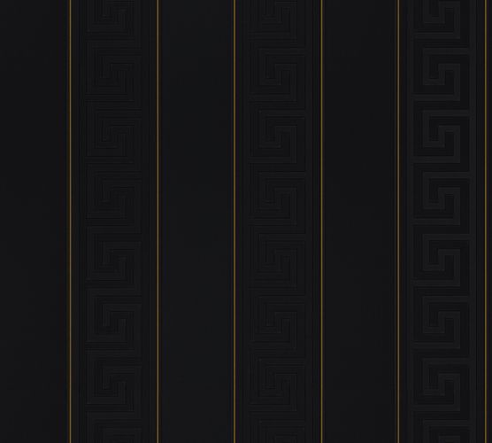 Wallpaper Versace Home stripes greek design black metallic 93524-4