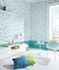 Non-woven wallpaper 6817-08 vines flowers white turquoise 2