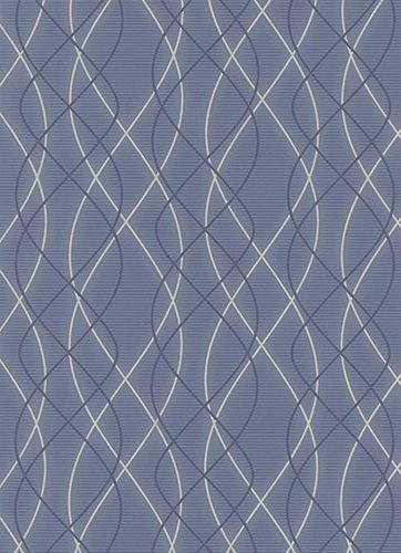 Non-woven wallpaper 6832-08 waves dark blue cream glitter