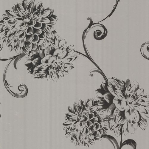 Non-woven wallpaper 067358 flower silvergrey metallic