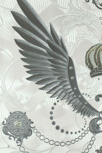 Wallpaper Harald Glööckler crown wings grey Metallic 54456