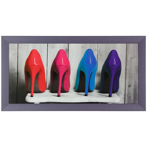 Mural Art Print Framed High Heels colorful grey 33x70 cm