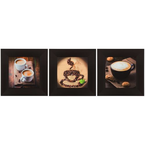 Set of 3 murals coffee beans brown 23x23cm 9.06"x9.06"