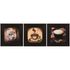 Set of 3 murals coffee beans brown 23x23cm 9.06"x9.06" 1