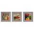 Set of 3 murals spices vegetables red green brown 23x23cm 1