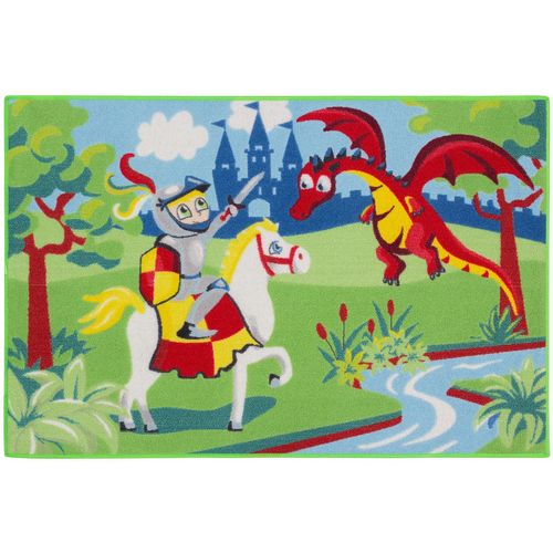Carpet kids knight dragon play carpet 80x120 cm green blue