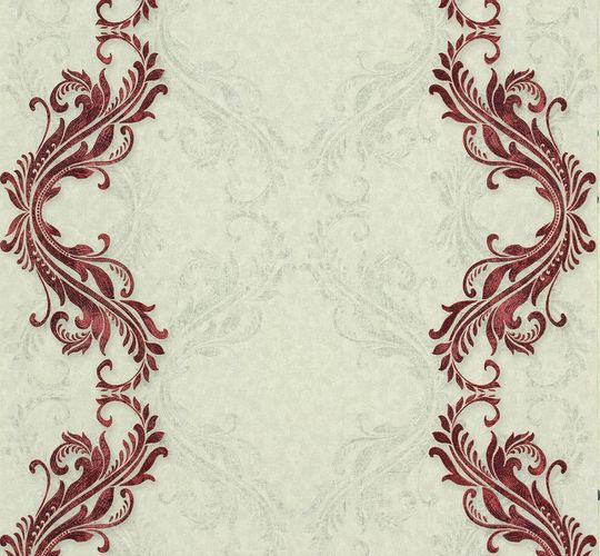 Non-woven wallpaper 5799-06 baroque stripes grey red