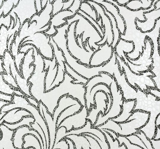Non-woven wallpaper 55408 floral white black metallic