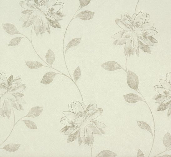 non-woven wallpaper flowers cream greybeige Rasch Fiducia