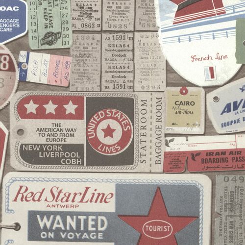 Non-woven wallpaper design collage brown colorful 021268