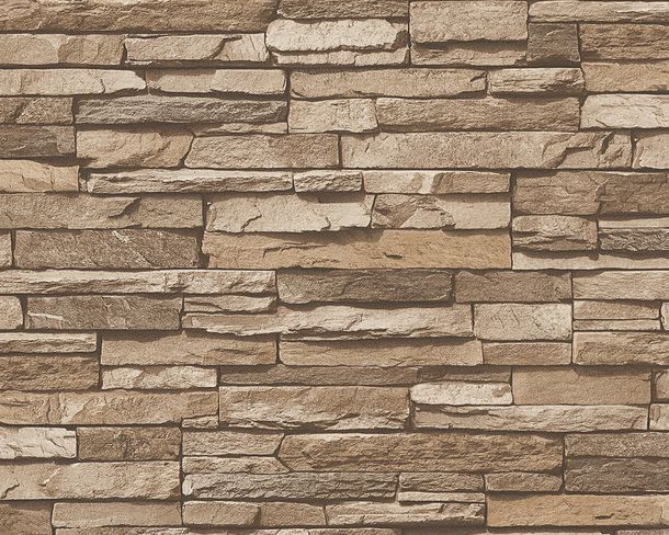 Wallpaper slate stone bricks brown AS Creation 95833-2