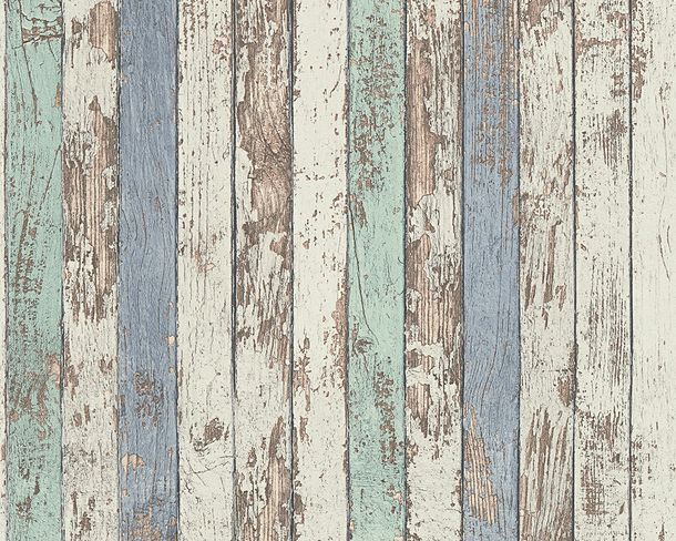 Wallpaper non woven wooden style used blue white AS Creation 95914-1