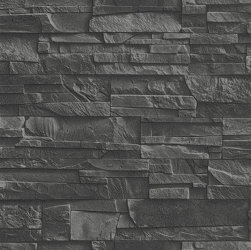 Wallpaper slate look natur stone black Rasch Factory 2
