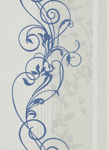 Non-woven wallpaper floral grey white turquoise 6916-19