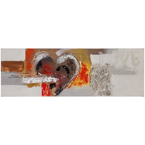 Oil painting handmade 40 x 120 cm Love grey brown red