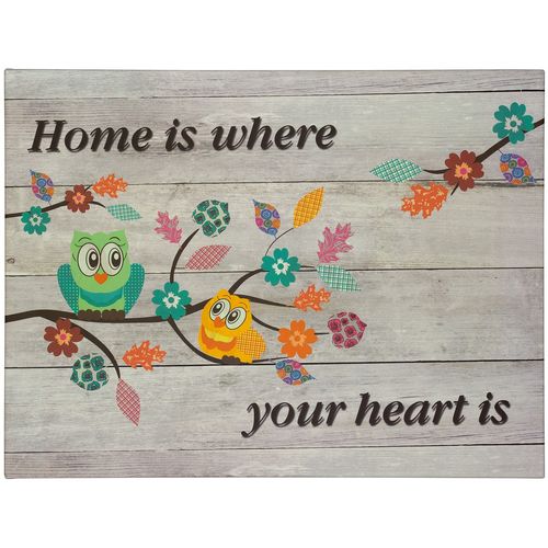 Picture stretcher art print wood look owls saying grey